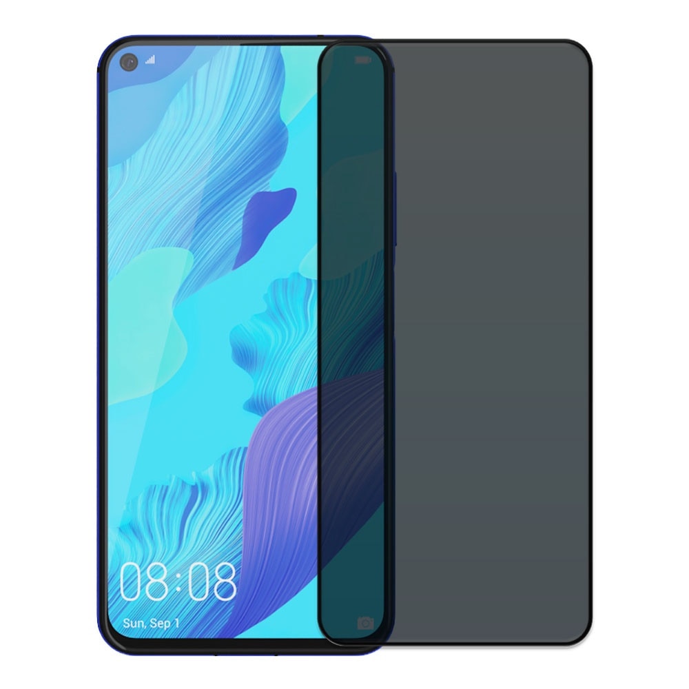 Folie din sticla securizata pentru Huawei Nova 5T, HAMSTERBOX Privacy Shield, Protectie completa ecran, Full face, Aplicare rapida, Case Friendly, Negru