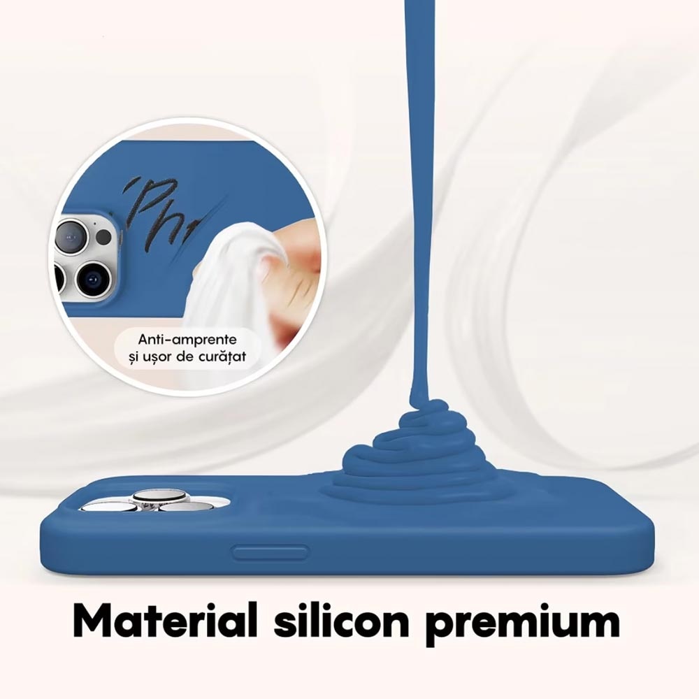 Husa BestCase® Premium Silicon, Compatibila Cu OPPO A78 4G, 1.2MM Slim, Microfibra in interior, Antisoc, Rezistent la socuri, Protectie Camera, Margini ridicate pentru protectia ecranului, Albastru inchis