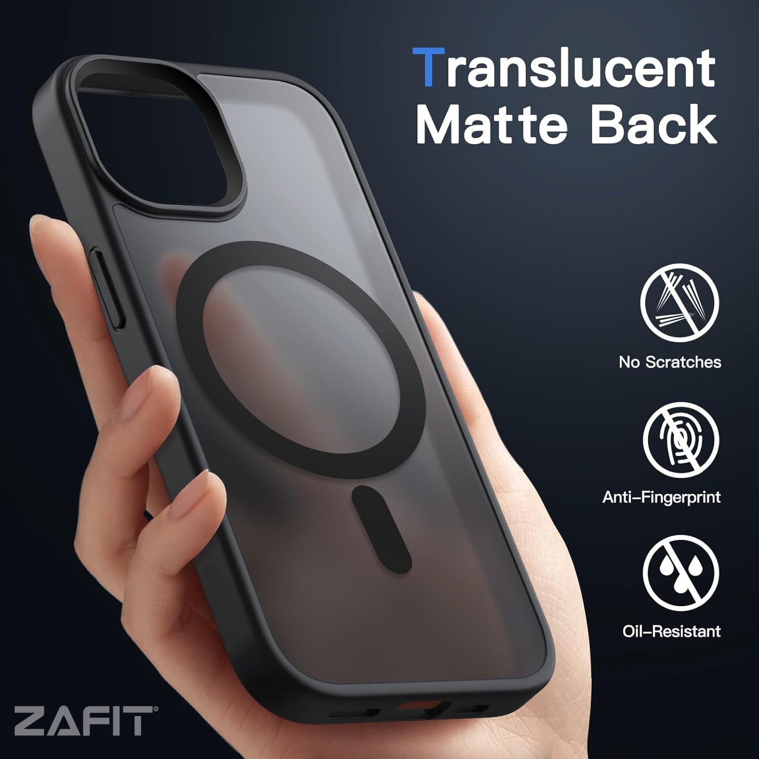 Husa pentru iPhone 15 ZAFIT®, cu incarcare Magsafe, Silicon, Negru transparent