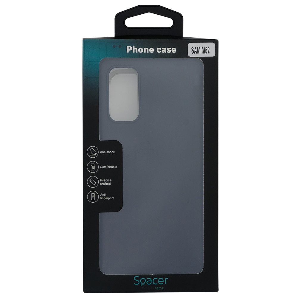 Husa de protectie Spacer pentru Samsung Galaxy M52 5G, material flexibil silicon si interior cu microfibra, Negru