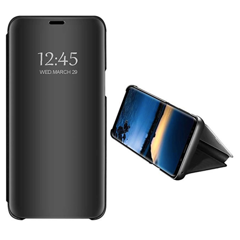 Husa Flip comaptibila cu Huawei P smart 2019, Tip Carte, Oglinda, Negru