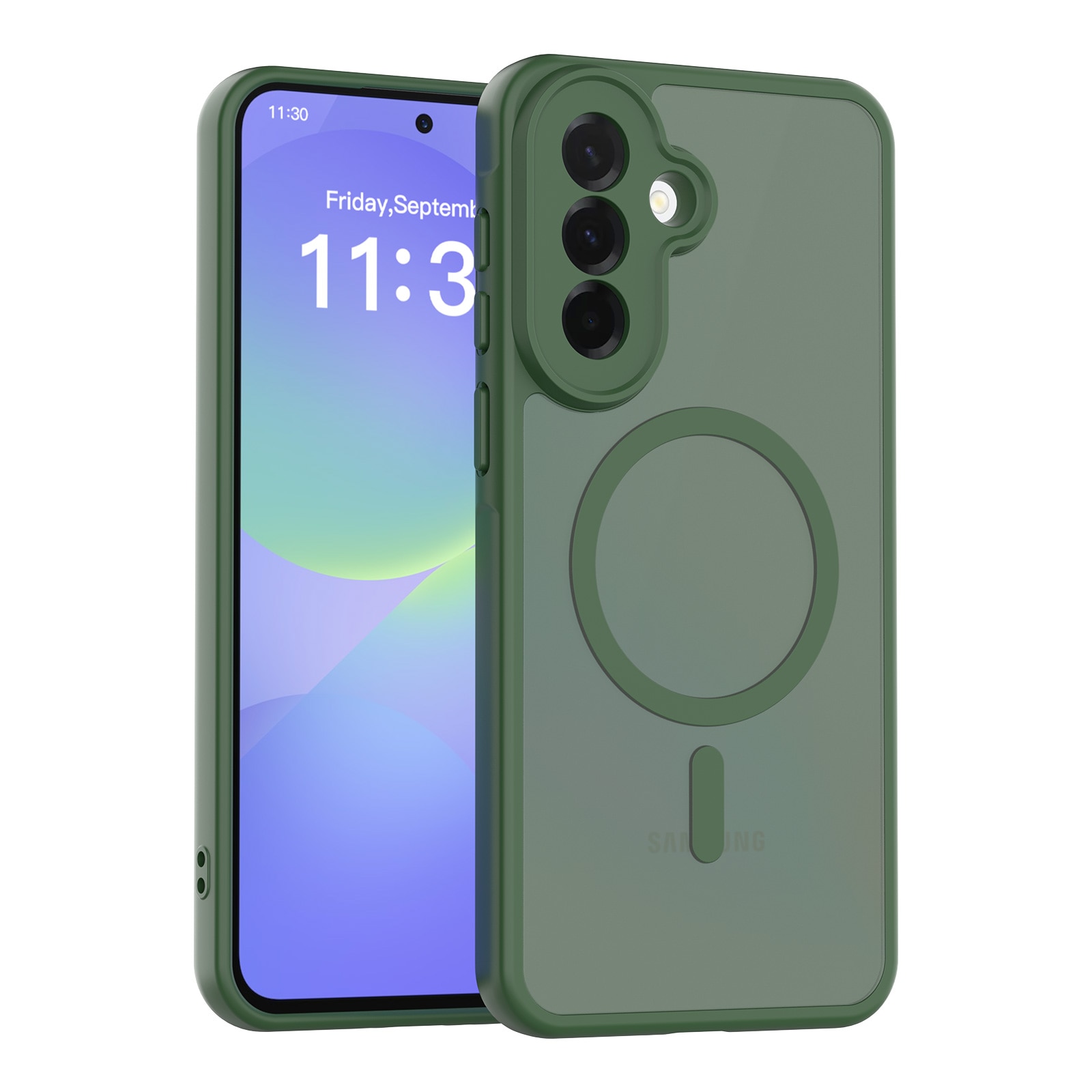 Carcasa de protecție pentru Samsung Galaxy A37, Omelivon, Verde închis, PC+TPU, antișoc