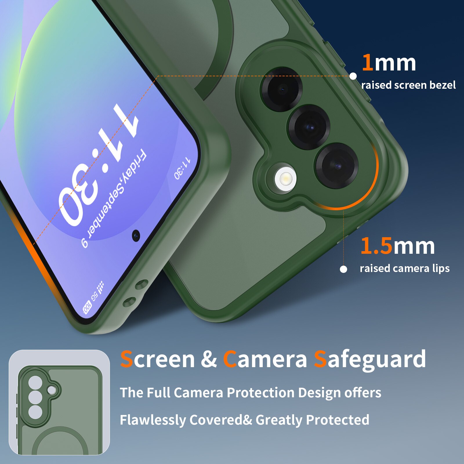 Carcasa de protecție pentru Samsung Galaxy A37, Omelivon, Verde închis, PC+TPU, antișoc