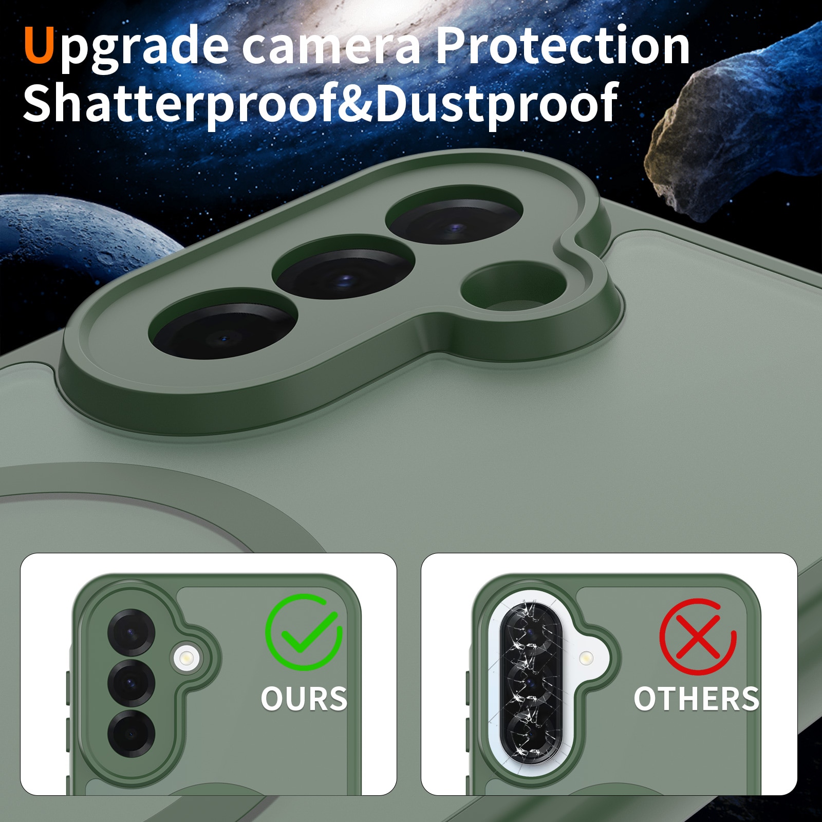 Carcasa de protecție pentru Samsung Galaxy A37, Omelivon, Verde închis, PC+TPU, antișoc