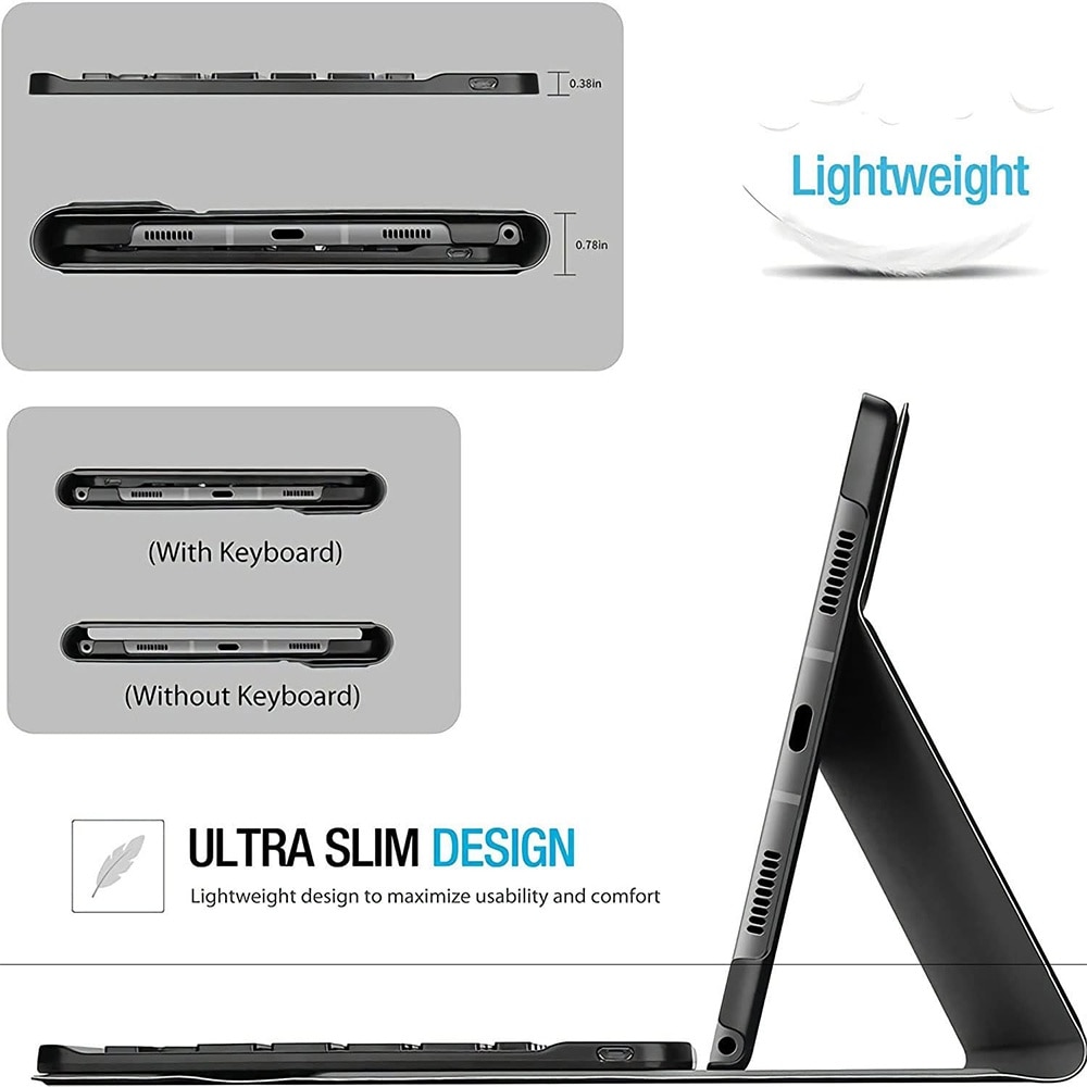 Husa cu tastatura si suport pen pentru Honor Pad X9, Protectie fata-spate, Magnetizata, Suprafata mata, Anti-amprenta, Tastatura RGB wireless detasabila, Stand, Anti-soc, Piele vegana, Negru