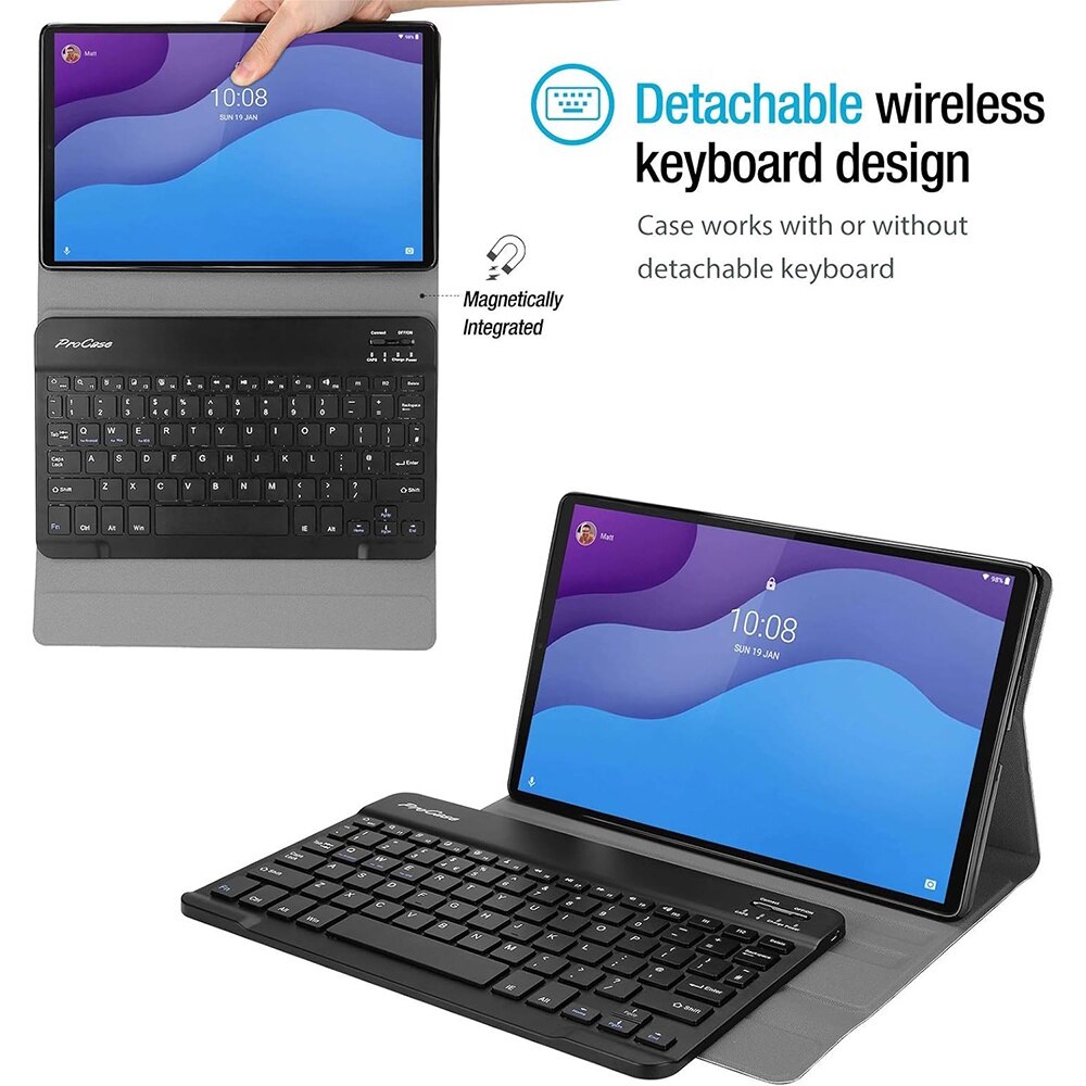 Husa cu tastatura si suport pen pentru Honor Pad X9, Protectie fata-spate, Magnetizata, Suprafata mata, Anti-amprenta, Tastatura RGB wireless detasabila, Stand, Anti-soc, Piele vegana, Negru