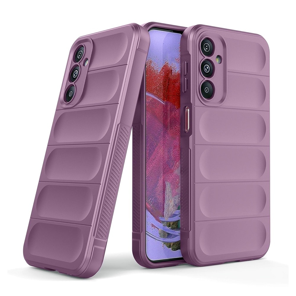 Set Folie Sticla Securizata 2.5D, Optically Clear Glass, Industry High 9H+, si Husa Buffer din Silicon cu Microfibra pentru Samsung Galaxy A55, OPTIM SOLUTION, Military-Grade Resistance, Silky Smooth, Anti-amprente, Flexible TPU, Ergonomic Design, Mov