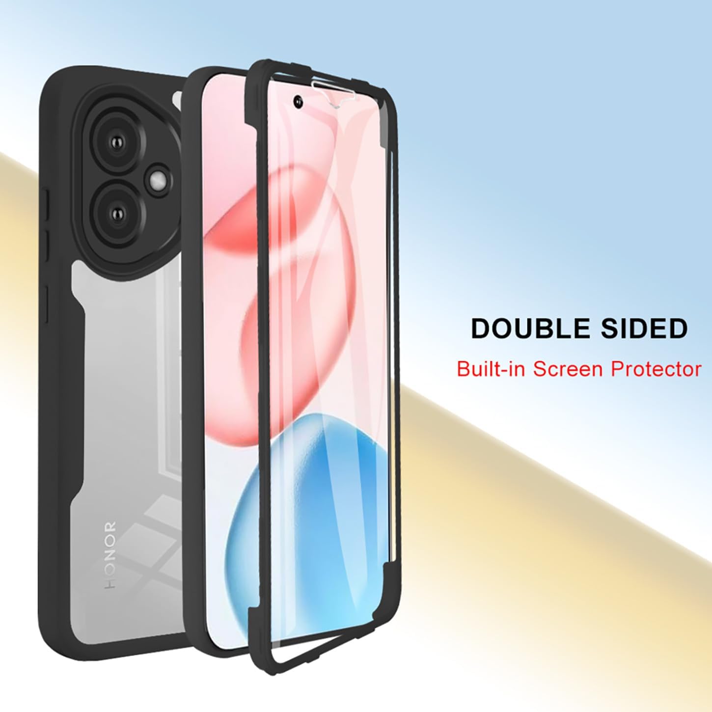 Set 360: Husa cu folie integrata pentru Honor 400 Protectie 360 fata / spate - Negru