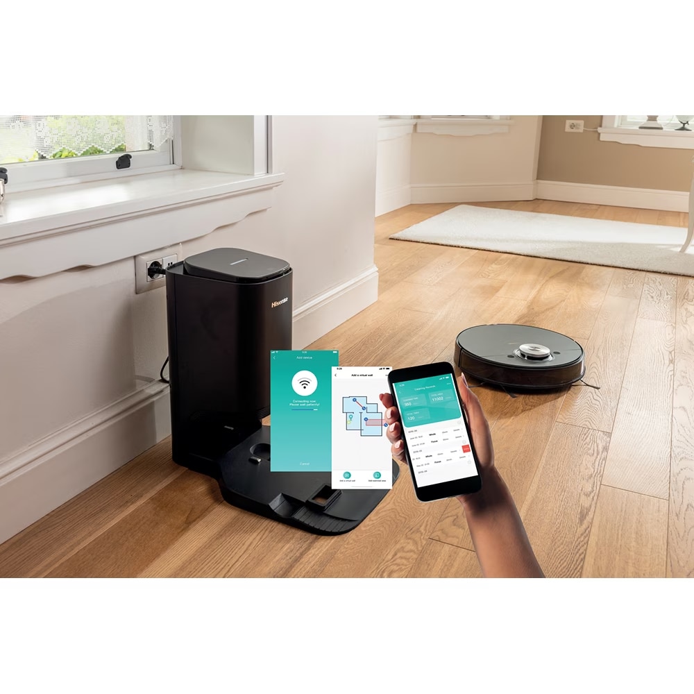 Aspirator robot HISENSE, 0.5l, 14.4V, autonomie max 150 min, functie mop, negru