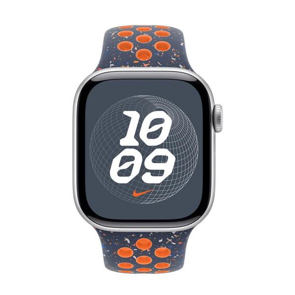 Curea Smartwatch Apple MYJX3ZM/A pentru Watch 42mm, Nike Sport Band, M/L (Albastru/Portocaliu)