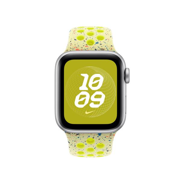 Curea Smartwatch Apple MXU63ZM/A pentru Watch 42mm, Nike Sport Band, M/L (Galben/Bej)