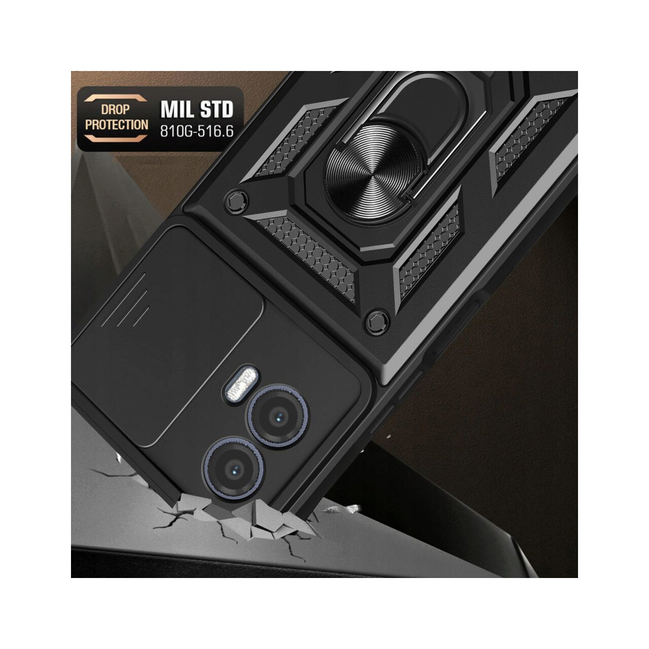 Husa pentru Motorola Moto G73 - Techsuit CamShield Series - Black