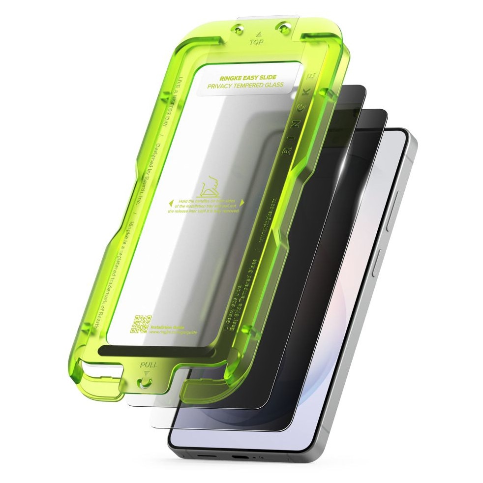 Set 2 folii sticla securizata Ringke Easy Slide Privacy, Kit montare inclus, compatibile cu Samsung Galaxy S26 Ultra, Negru