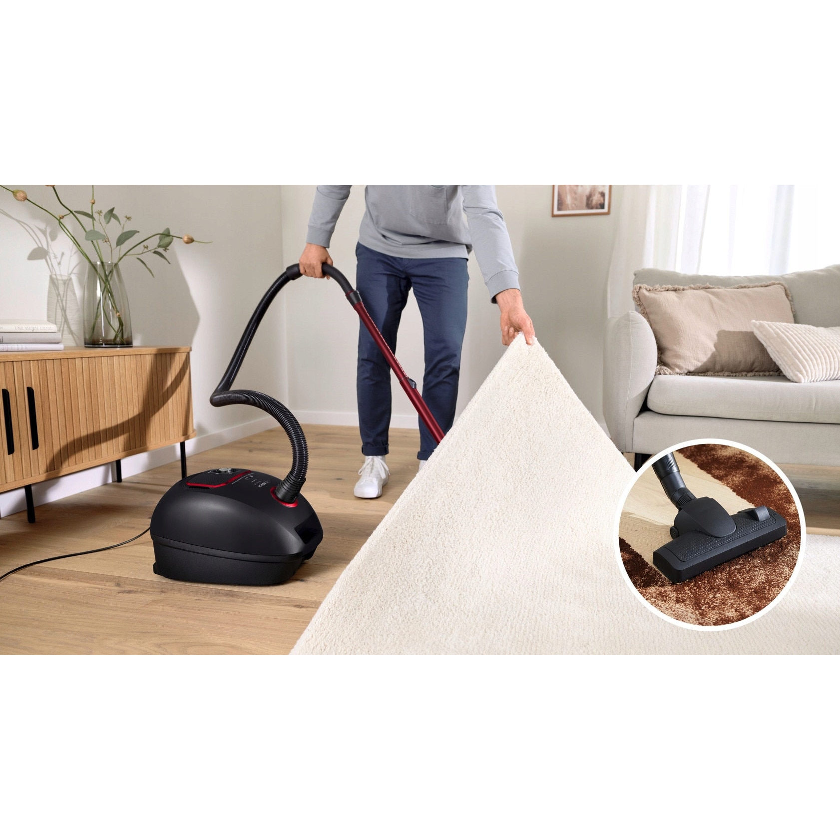 Aspirator cu sac Bosch Serie 4 BGB41POW1 850W, HEPA, 4l, negru, 8m cablu