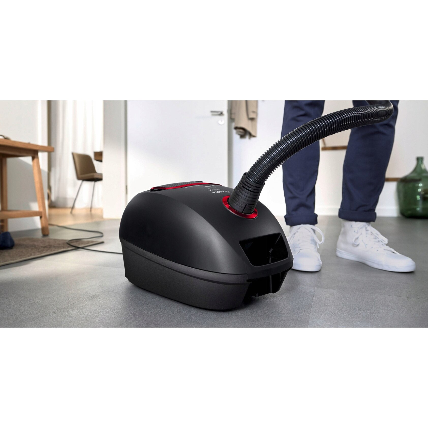 Aspirator cu sac Bosch Serie 4 BGB41POW1 850W, HEPA, 4l, negru, 8m cablu