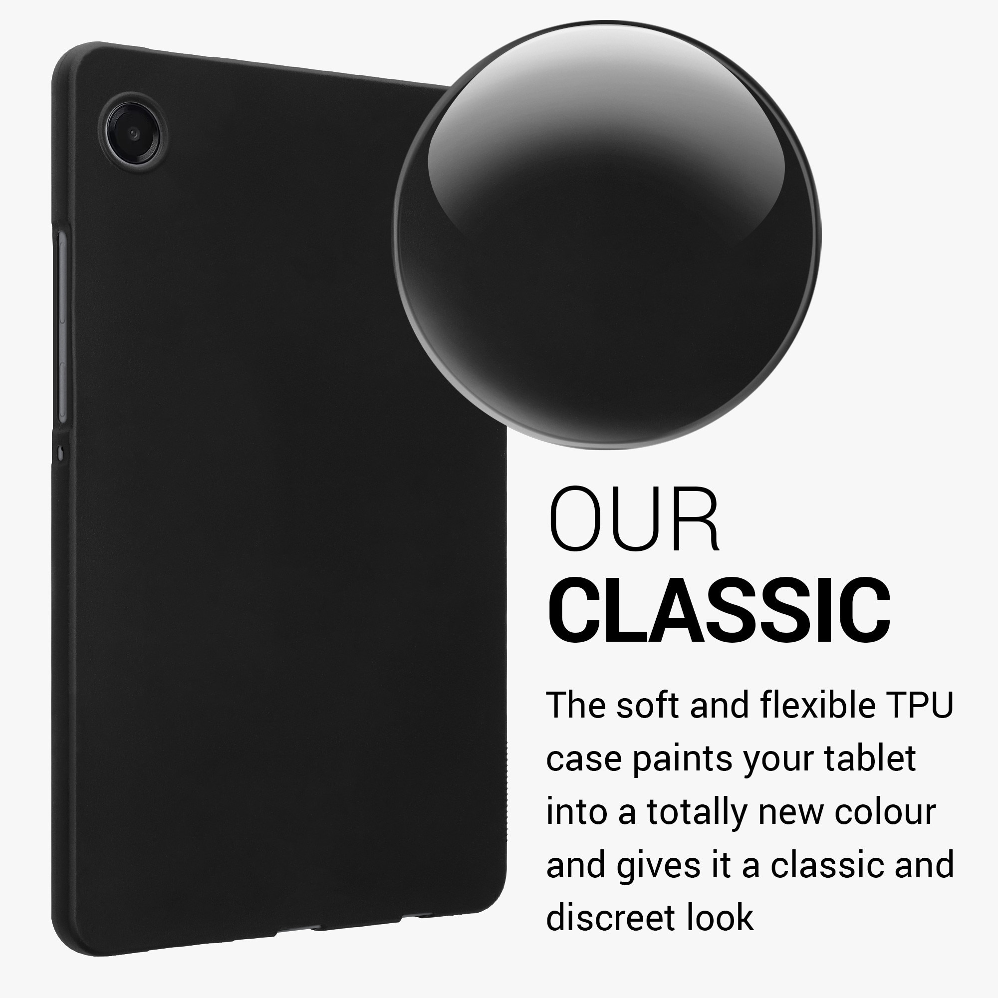 Husa tip carcasa Kwmobile pentru Samsung Galaxy Tab A11, silicon, negru, anti-alunecare