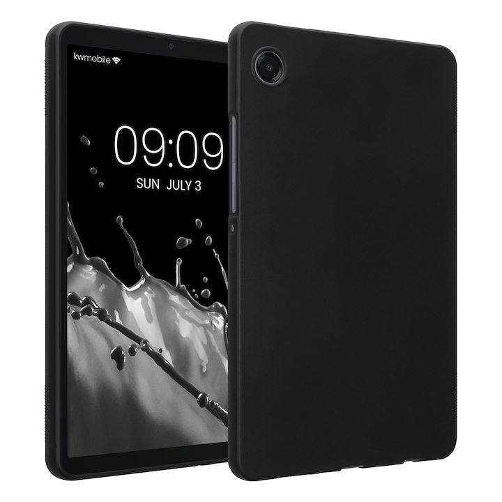 Husa tip carcasa Kwmobile pentru Samsung Galaxy Tab A11, silicon, negru, anti-alunecare