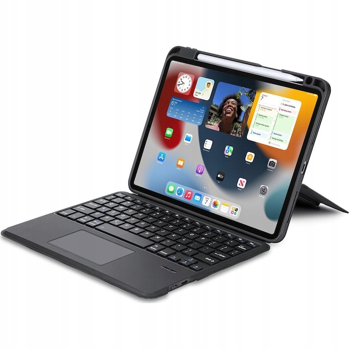 Husa cu tastatura Bluetooth, DuxDucis, pentru iPad Air 5/4/iPad Pro 11 2022/2021/2020/2018, Negru