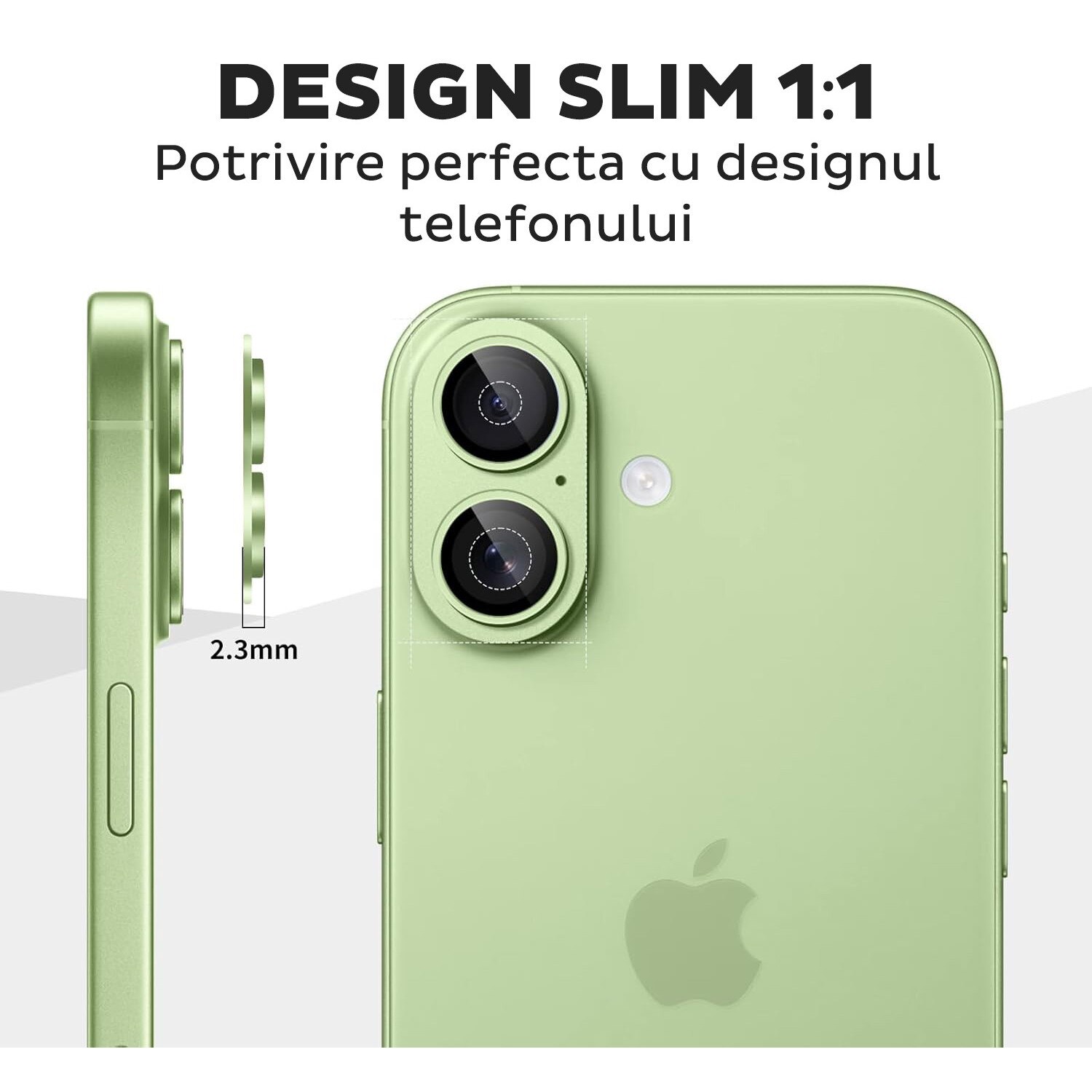 Folie Camera din sticla pentru iPhone 17, Full Cover, Protectie Completa, Daden, Ultra Rezistenta, Calitate Premium, Sage/Verde
