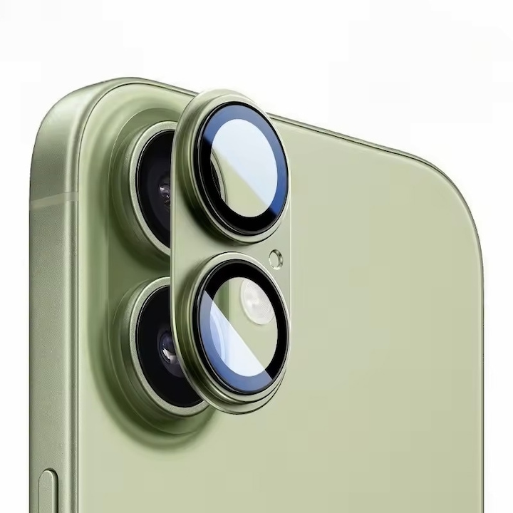 Folie Camera din sticla pentru iPhone 17, Full Cover, Protectie Completa, Daden, Ultra Rezistenta, Calitate Premium, Sage/Verde