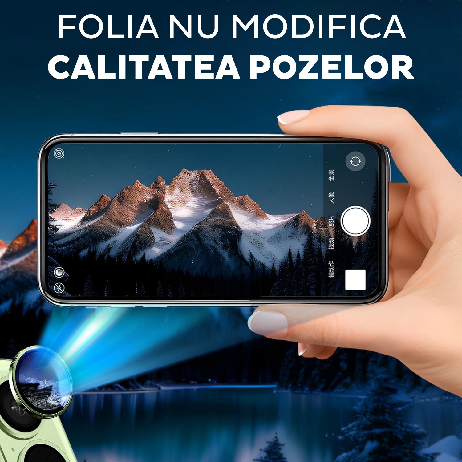 Folie Camera din sticla pentru iPhone 17, Full Cover, Protectie Completa, Daden, Ultra Rezistenta, Calitate Premium, Sage/Verde
