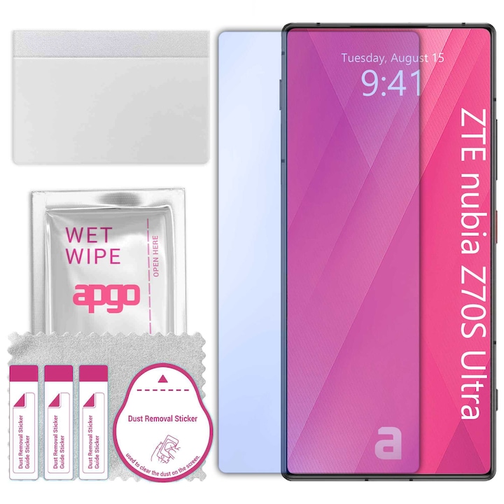 Sticla de protectie apgo pentru ZTE nubia Z70S Ultra – sticla hibrida, securizata pentru display, lucioasa, pro flexible Hybrid Glass, 9H, full glue