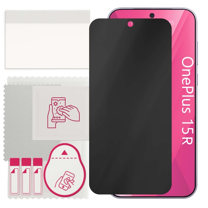 Sticla de protectie PRIVACY apgo pentru OnePlus 15R – sticla hibrid, full glue, flexible glass