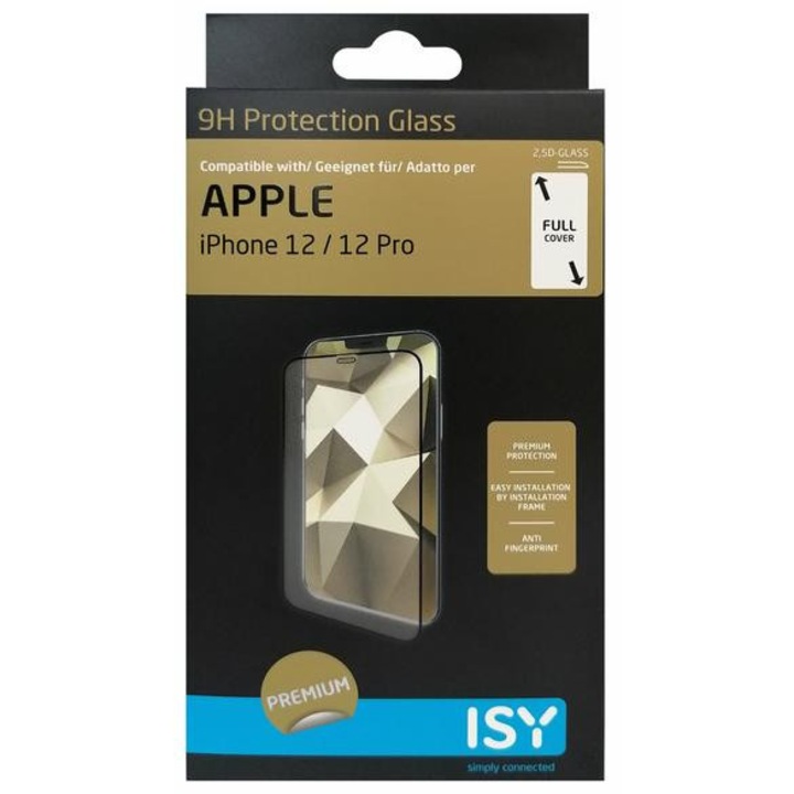 Folie protectie sticla securizata ISY pentru Apple iPhone 12/12 Pro, 2.5D