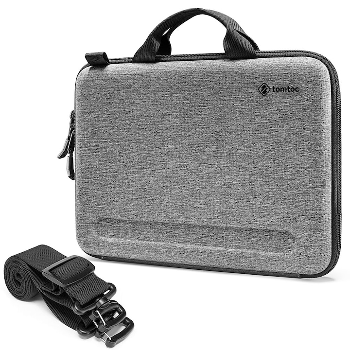 Geanta Mailman pentru Macbook Pro 16 si iPad Pro 12.9, Compact, FancyCase Laptop Shoulder Bag, I43, Spuma EVA, Gri