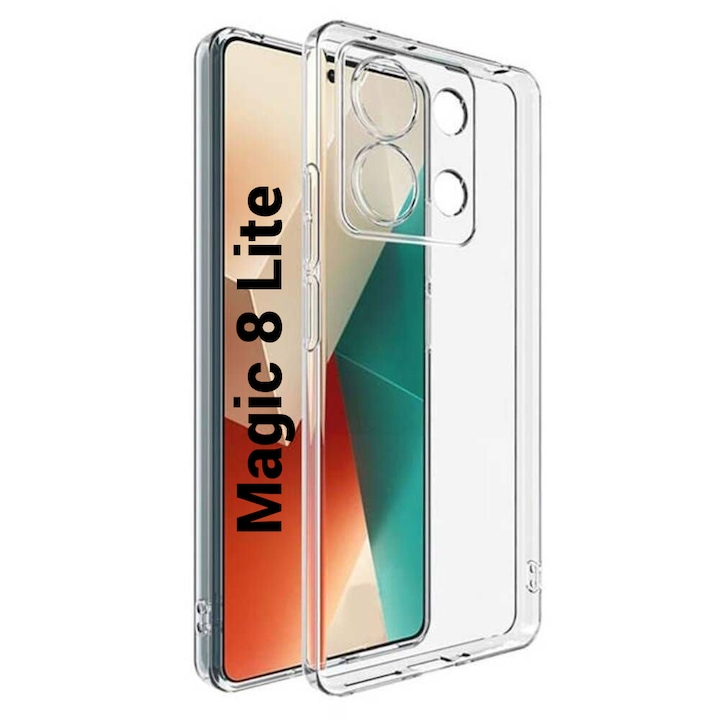 Husa de silicon 2mm pentru Honor Magic 8 Lite / X70 / X9D cu protectie camera transparent