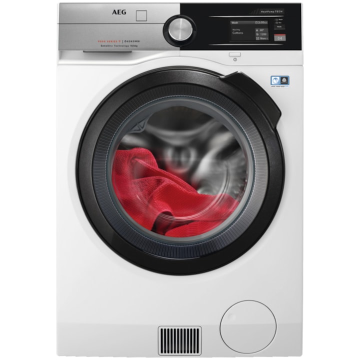 RESIGILAT: Masina de spalat rufe cu uscator AEG SERIA 9000 L9WAN61BCE, Spalare 10 kg, Uscare 6 kg, 1600 rpm, Clasa A, Wi-Fi, Pompa de Caldura, AbsoluteCare, SensiDry, ProSense, ProSteam, Motor Inverter, Display TFT, Alb