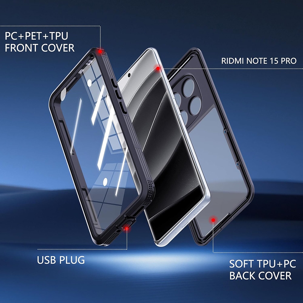 Husa pentru Xiaomi Redmi Note 15 Pro 5G - ShellBox Waterproof IP68 Case - Black