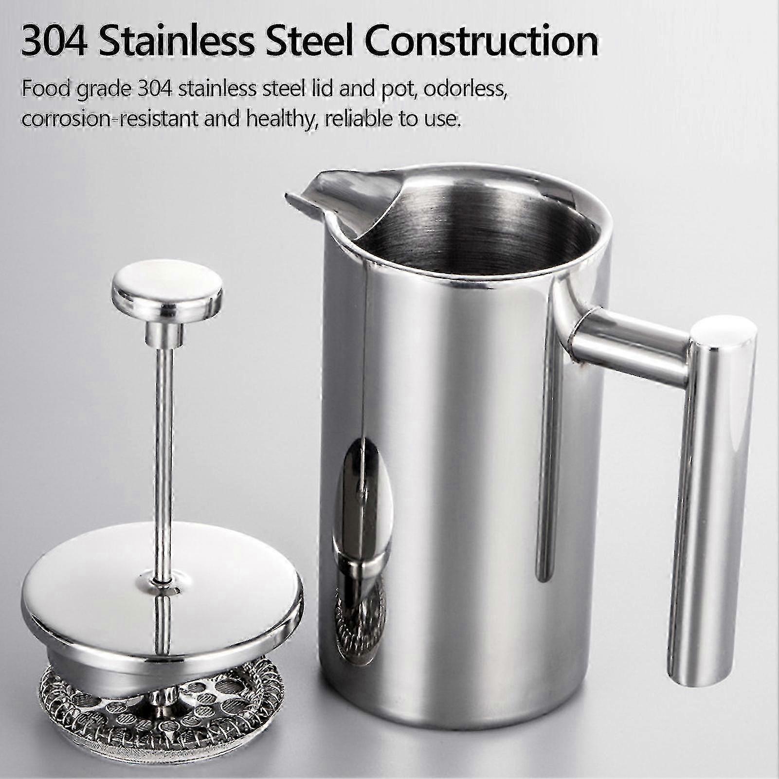Cafetiera franceza, 800ml, otel inoxidabil, izolatie dubla, maner ergonomic, argintiu, 9x17cm