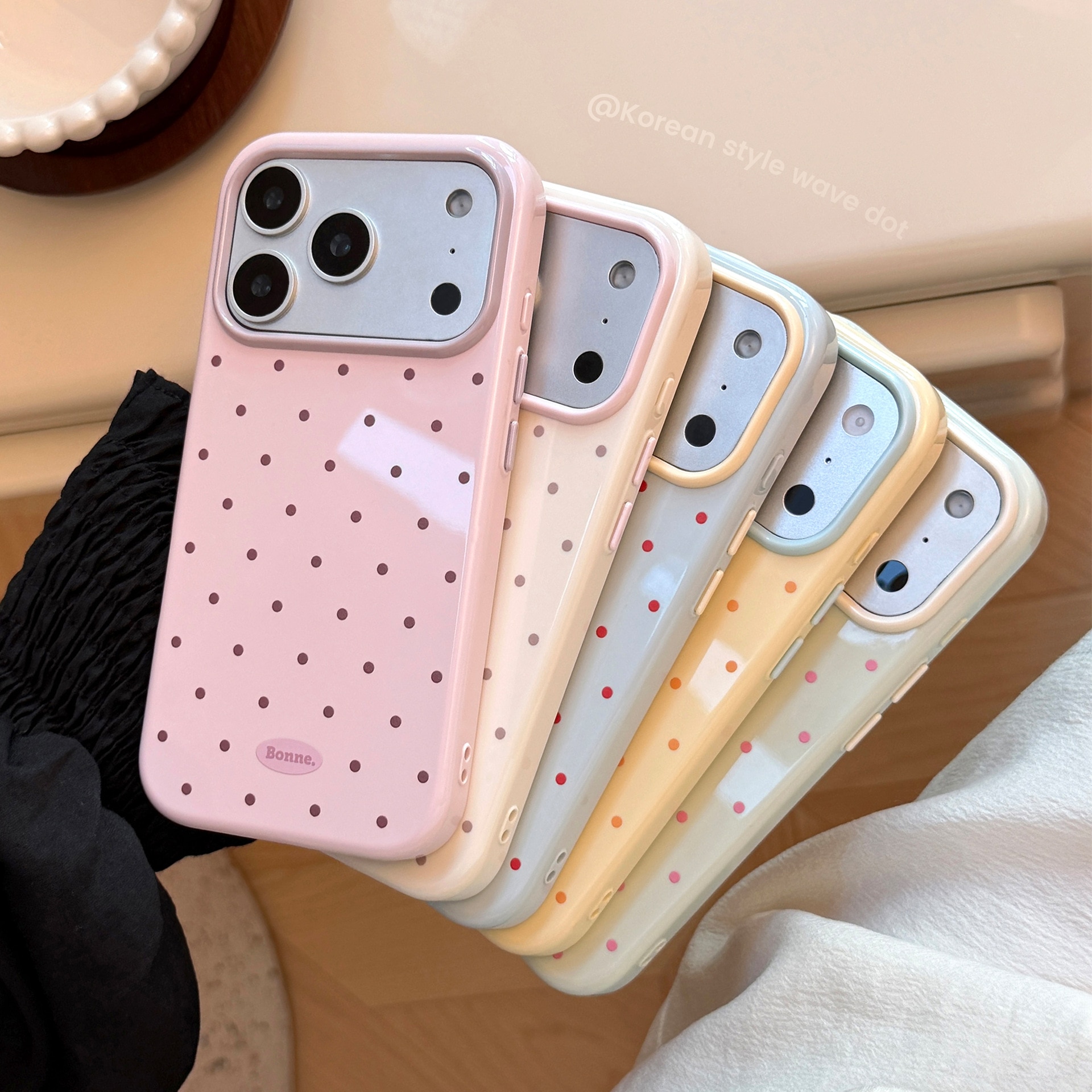 Husa telefon TPU moale buline color-block iPhone 17 Pro Max protectie elastica