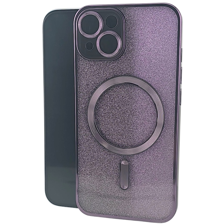 Husa de Protectie 2 in 1, Flippy, pentru Apple iPhone 14, Compatibila MagSafe, Magnetica, cu Protectie Lentila, din TPU, Mov