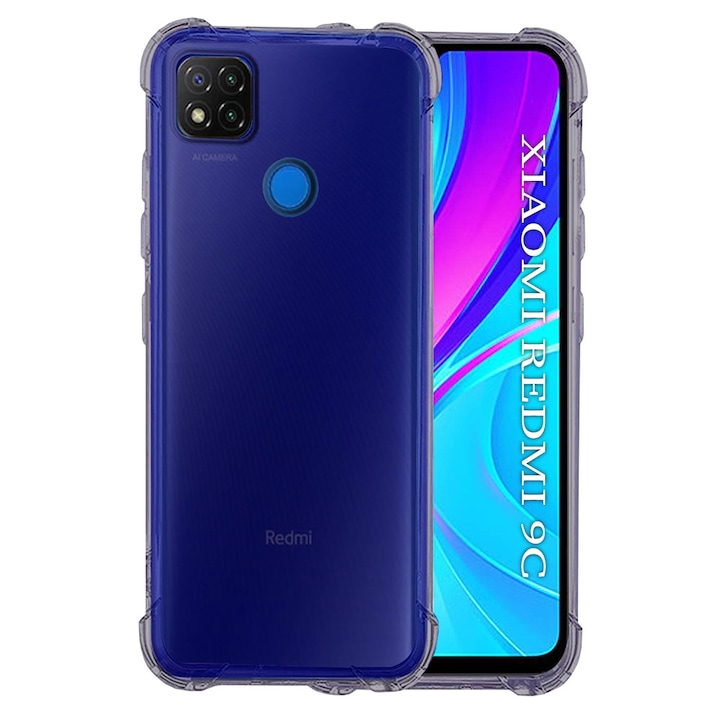 Husa pentru Xiaomi Redmi 9C / Redmi 9C NFC - Techsuit Shockproof Clear Silicone - Smoke Black