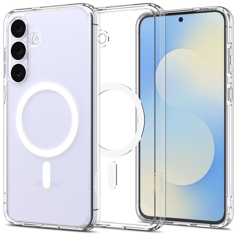 Carcasa Spigen Ultra Hybrid cu MagSafe compatibila cu Samsung Galaxy S25 FE, Clear White