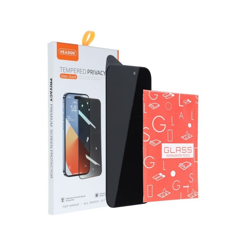 Folie Sticla Securizata Veason 6D Privacy Compatibila Cu iPhone 15 Plus, Full Glue, Case Friendly, Antispy