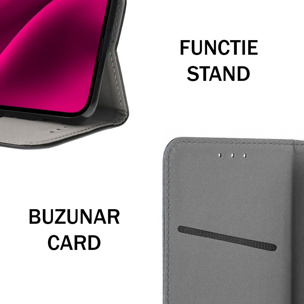 Husa pentru Motorola Moto G86, Piele ecologica, Premium PU Leather Book, Buzunar card, Inchidere magnetica, Functie stand / suport, Decupaj difuzor apeluri, Acoperire completa 360 de grade, Protectie fata-spate, Tip carte, Visiniu