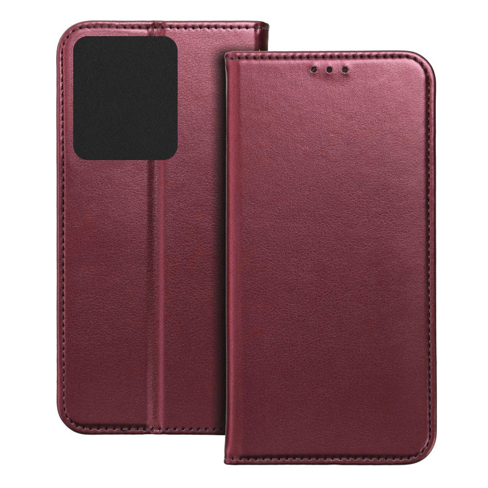 Husa pentru Motorola Moto G86, Piele ecologica, Premium PU Leather Book, Buzunar card, Inchidere magnetica, Functie stand / suport, Decupaj difuzor apeluri, Acoperire completa 360 de grade, Protectie fata-spate, Tip carte, Visiniu