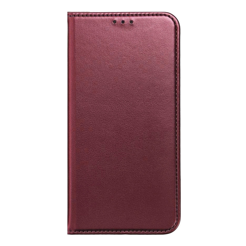 Husa pentru Motorola Moto G86, Piele ecologica, Premium PU Leather Book, Buzunar card, Inchidere magnetica, Functie stand / suport, Decupaj difuzor apeluri, Acoperire completa 360 de grade, Protectie fata-spate, Tip carte, Visiniu