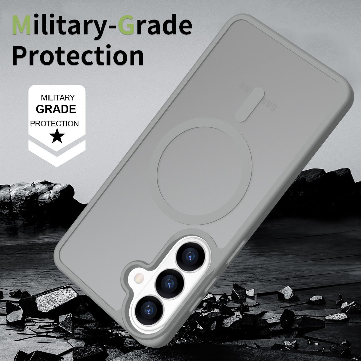 Husa de protectie pentru Samsung Galaxy S26 Plus, Omelivon, MagSafe, Incarcare Wireless, Antisoc, Margini Ridicate pentru Protectia Ecranului si a Camerelor, Materiale Premium, Gri inchis