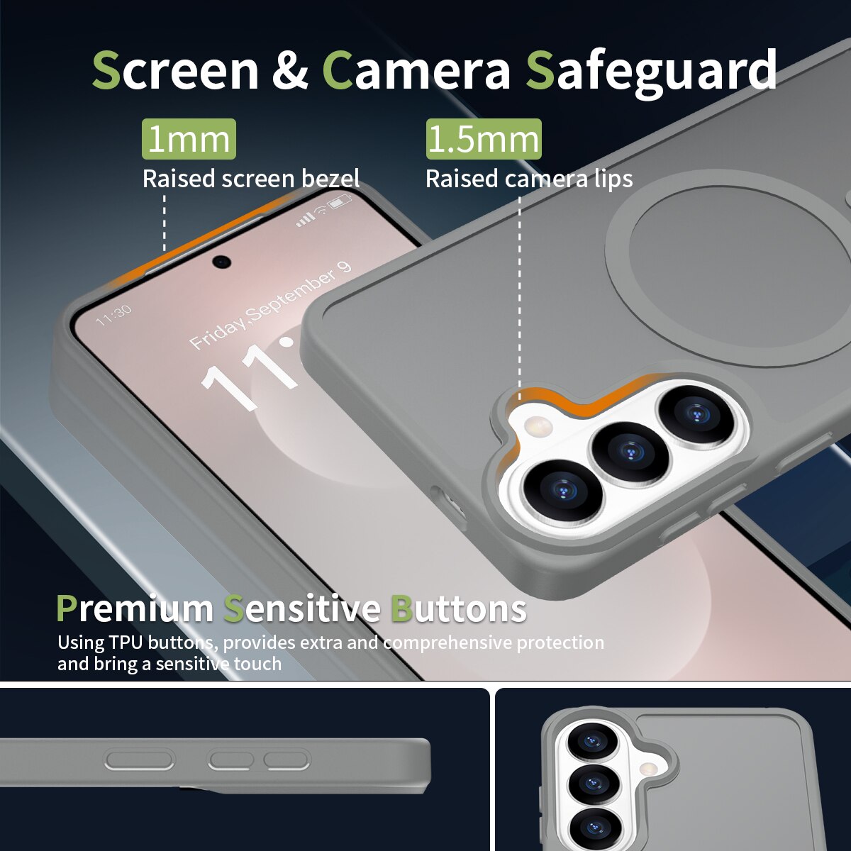 Husa de protectie pentru Samsung Galaxy S26 Plus, Omelivon, MagSafe, Incarcare Wireless, Antisoc, Margini Ridicate pentru Protectia Ecranului si a Camerelor, Materiale Premium, Gri inchis
