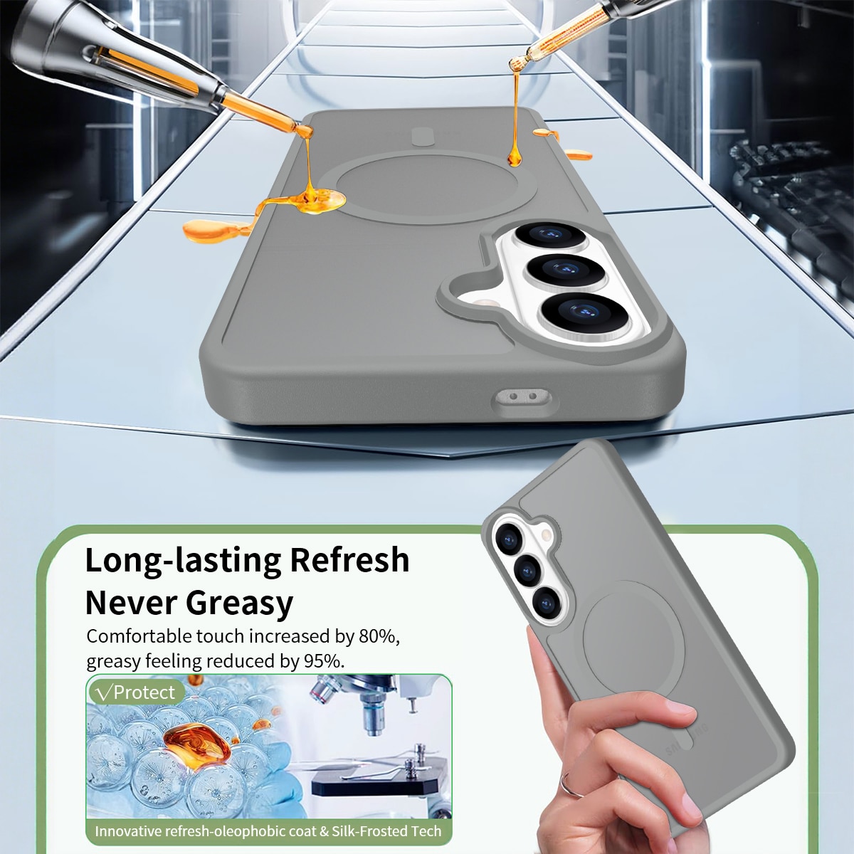 Husa de protectie pentru Samsung Galaxy S26 Plus, Omelivon, MagSafe, Incarcare Wireless, Antisoc, Margini Ridicate pentru Protectia Ecranului si a Camerelor, Materiale Premium, Gri inchis