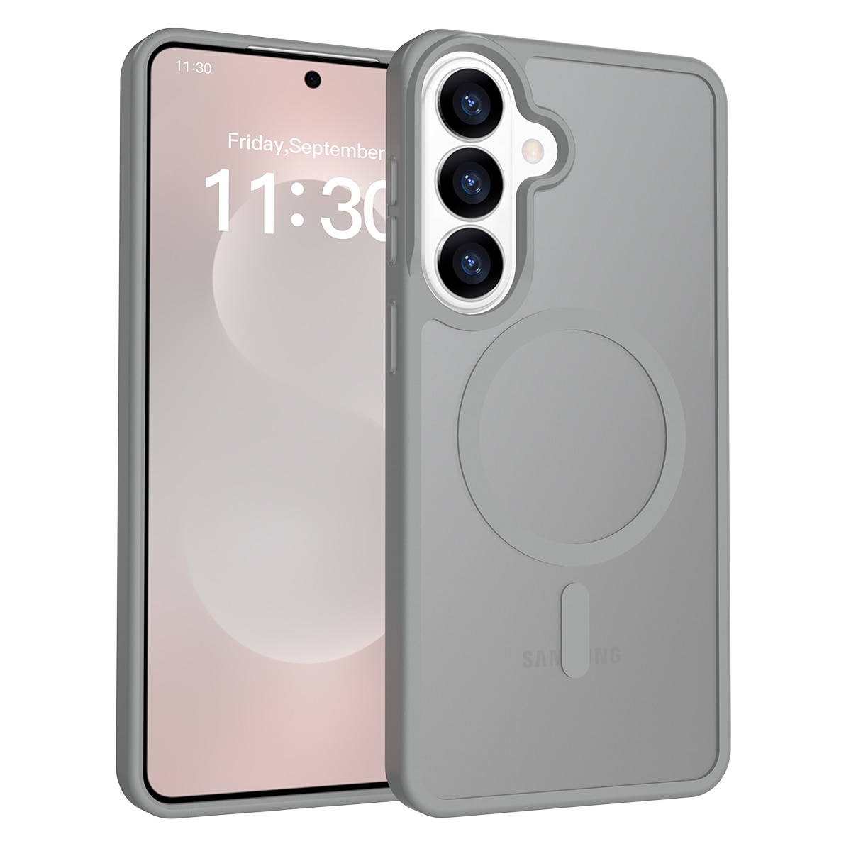 Husa de protectie pentru Samsung Galaxy S26 Plus, Omelivon, MagSafe, Incarcare Wireless, Antisoc, Margini Ridicate pentru Protectia Ecranului si a Camerelor, Materiale Premium, Gri inchis