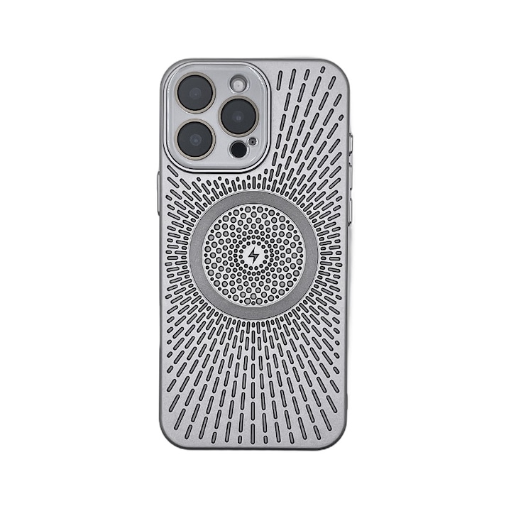 Husa telefon magnetic pentru iPhone 16 Pro, design cu racire, protectie completa la cadere, culoare transparenta