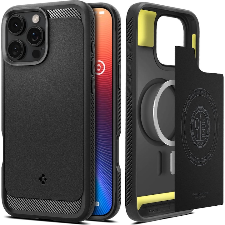 Husa Spigen Rugged Armor Mag pentru iPhone 16 Pro, Neagra
