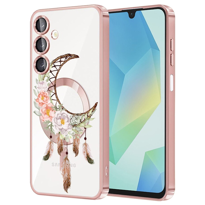 Husa BestCase® Luxury MagSafe, Compatibila Samsung Galaxy A16, DreamCatcher, Ultra-Soft, Margini metalizate, 1946079 MC Rose 951
