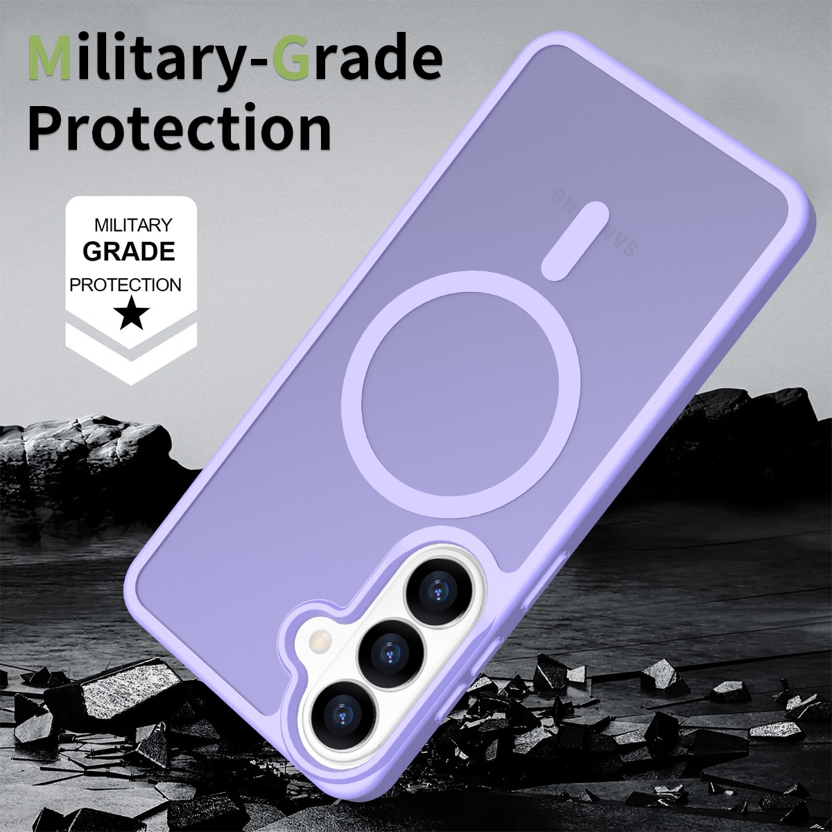 Husa de protectie pentru Samsung Galaxy S25 Plus, Omelivon, MagSafe, Incarcare Wireless, Antisoc, Margini Ridicate pentru Protectia Ecranului si a Camerelor, Materiale Premium, Violet deschis