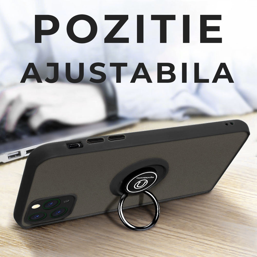 Husa pentru Xiaomi Poco F8 Ultra Daden® Glinth, Suport Inel, Antisoc, Calitate Premium, Fumuriu cu Margini Negre
